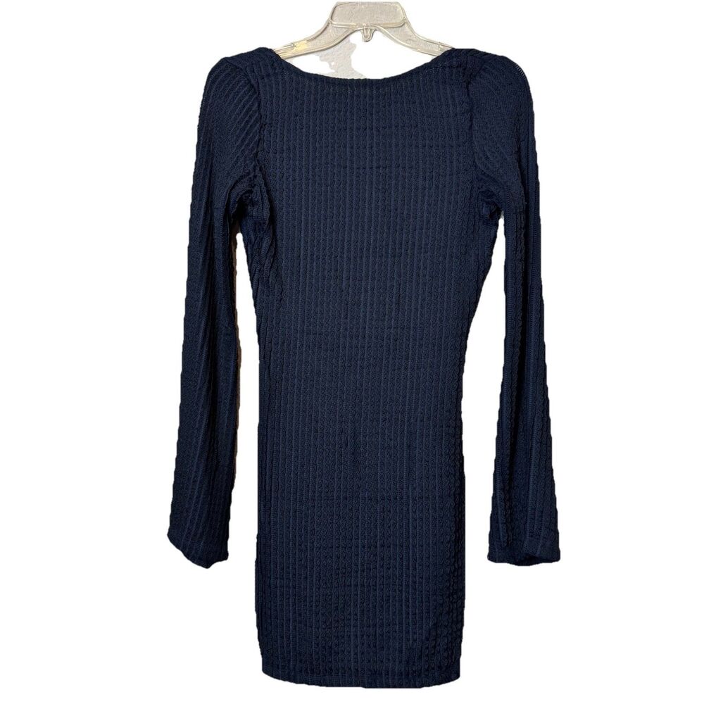 Princess Polly Long Sleeve Backless Knit Mini Dress Navy Blue Cocktail US Size 6